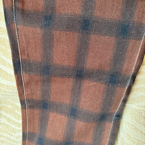 WEWOREWHAT Plaid Colorblock Icon Jeans Navy and Brown, Size 25🔥 - Picture 10 of 12
